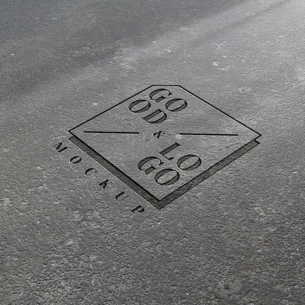 PSD logo on concrete wall mockup