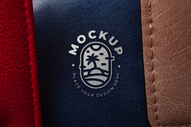 Logo design mock-up on leather material