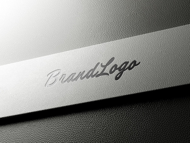 Logo design mockup debossed on leather