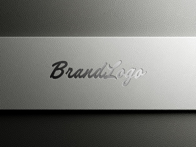 PSD logo design mockup debossed on leather