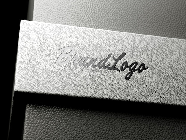 Logo design mockup debossed on leather