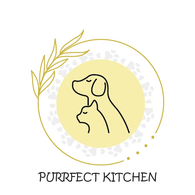 PSD logo dla przemysłu zwierzęcego lub weterynaryjnego z obrazem kota i psa na obrębie i okręgiem
