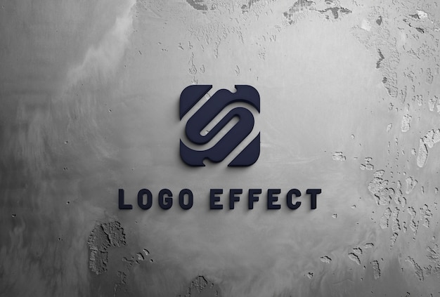 PSD logo effect design on cement stone