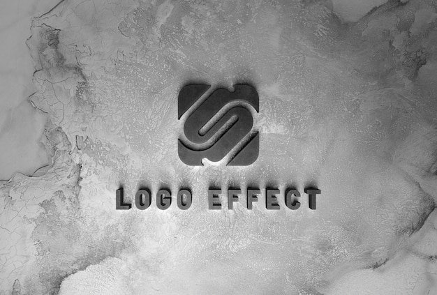 PSD logo effect design on cement stone