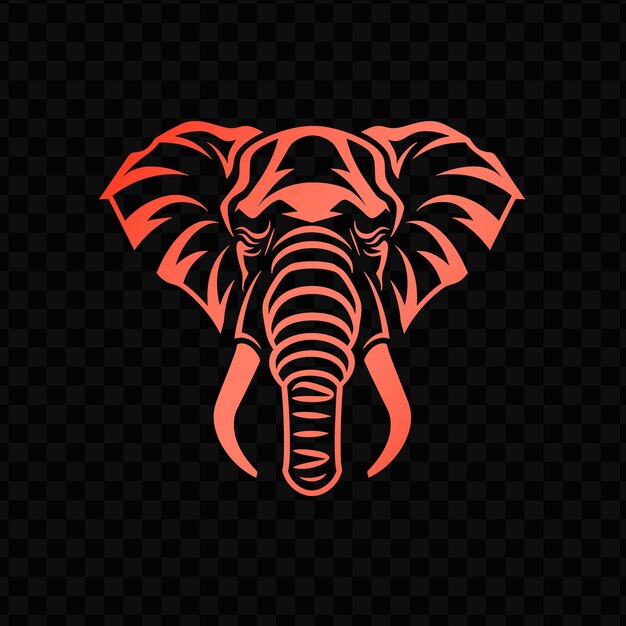 PSD the logo of an elephant with the red markings on the black background