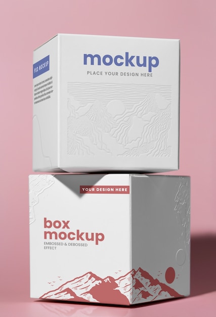 PSD logo embossed box mockup