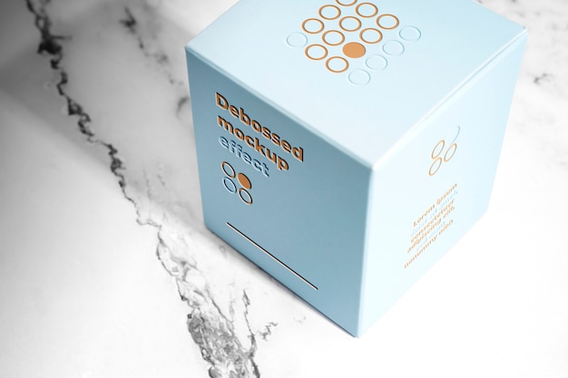 PSD logo embossed box mockup