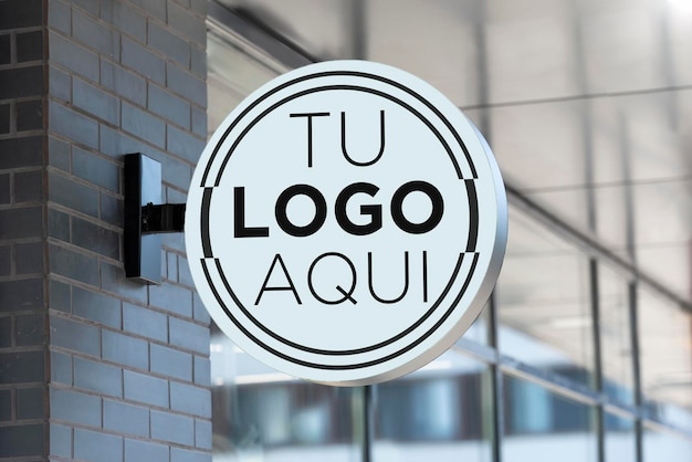 PSD logo en letrero luminoso mockup