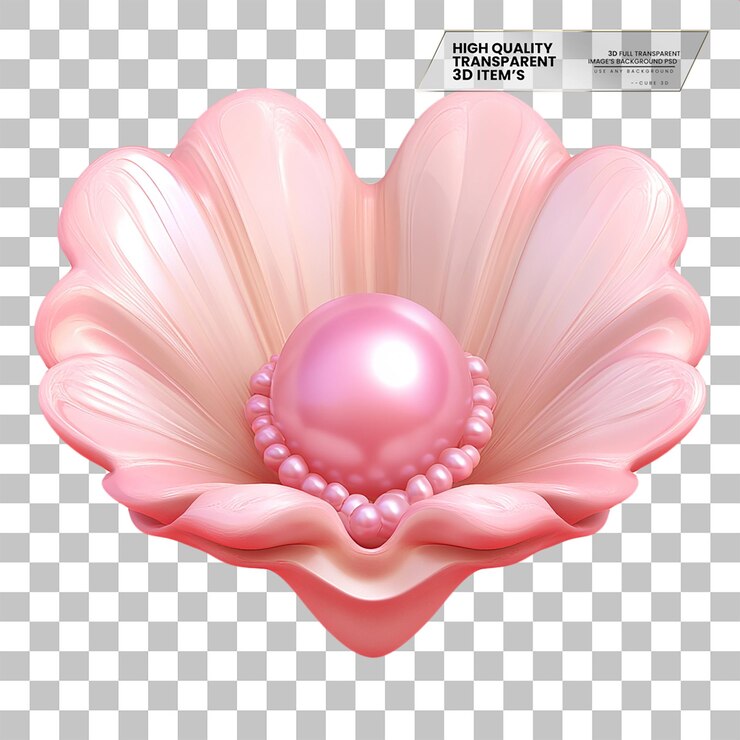 Logo Featuring a Pink HeartShaped Oyster on Transparent Background
