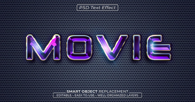 Logo Filmu Błyszczący Edytowalny Efekt Tekstowy W Stylu 3d