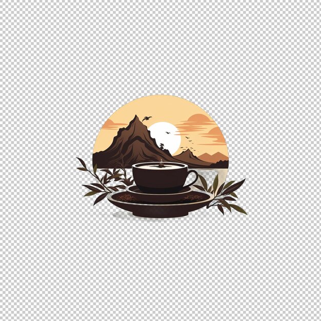 PSD logo flat puerh thee geïsoleerde achtergrond isola