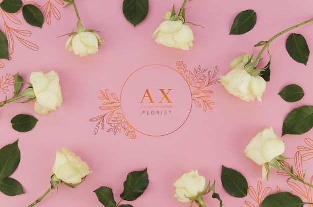 PSD logo florist design with roses