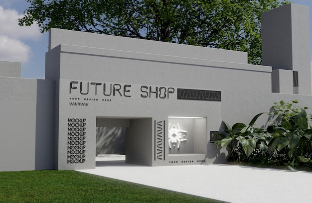 PSD logo on futuristic building