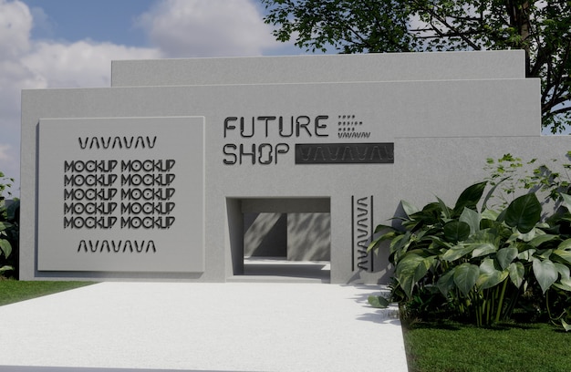 PSD logo on futuristic building