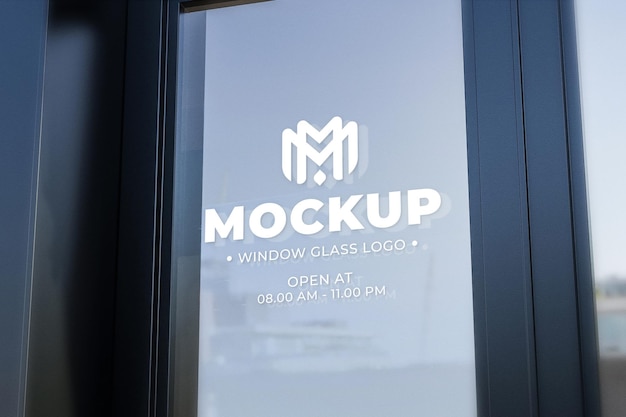 Premium PSD | Logo glass mockup window sticker black store