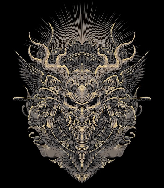 Logo ilustracji głowy samuraja