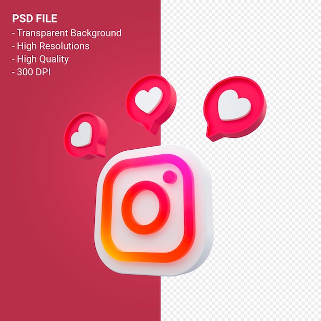 Logo Instagram W Renderowaniu 3d Na Białym Tle