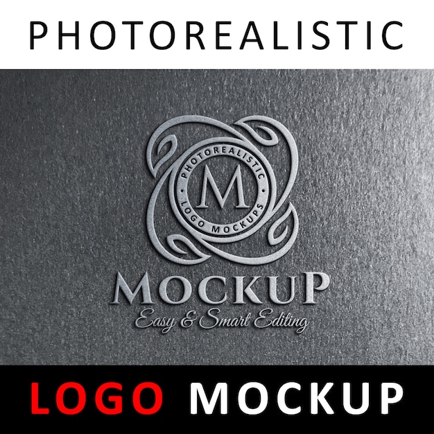 Logo makieta - 3D metalowe logo Signage na szarej ścianie