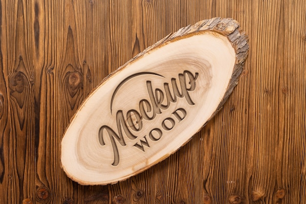 Logo Makiety Z Grawerowanym Efektem Na Drewnie