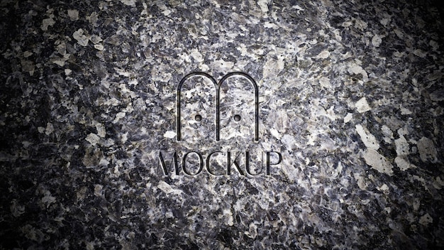 Logo on marble wall mockup design