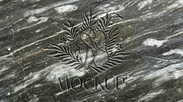 PSD logo on marble wall mockup design