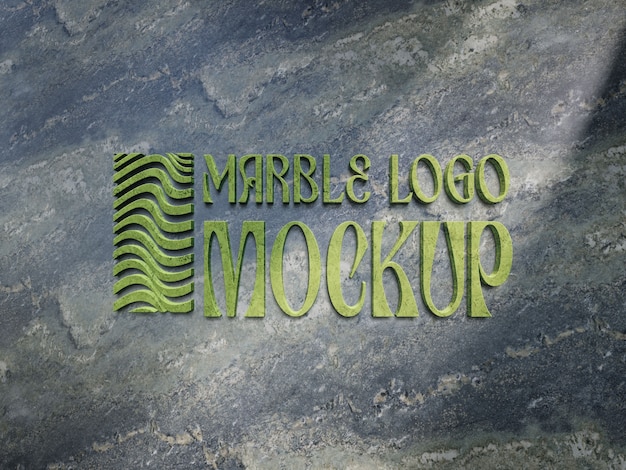 PSD logo sul mockup della parete in marmo