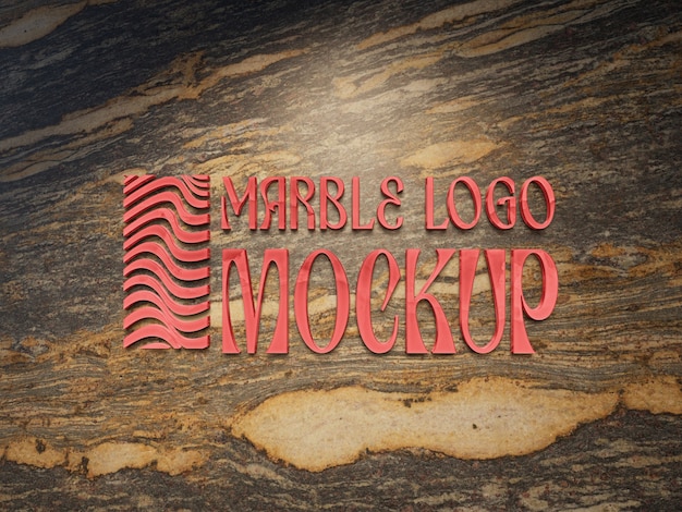 PSD logo on marble wall mockup