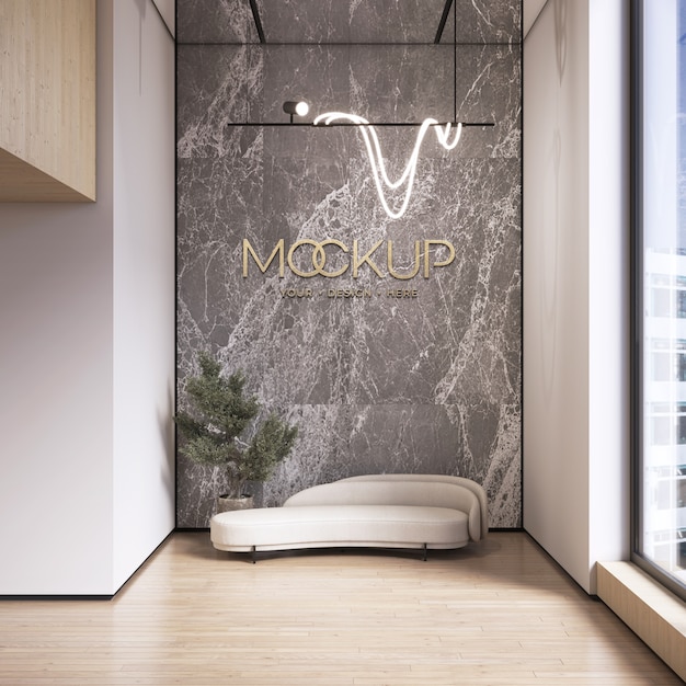 PSD logo on marble wall mockup