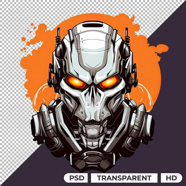 PSD logo maskotki cyborga na przezroczystym tle png e-sportu