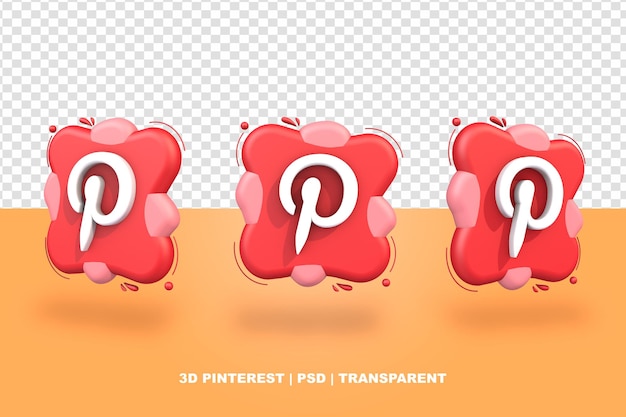 PSD logo mediów społecznościowych pinterest 3d