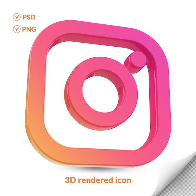 PSD logo mediów społecznościowych przezroczysta ikona 3d na instagramie