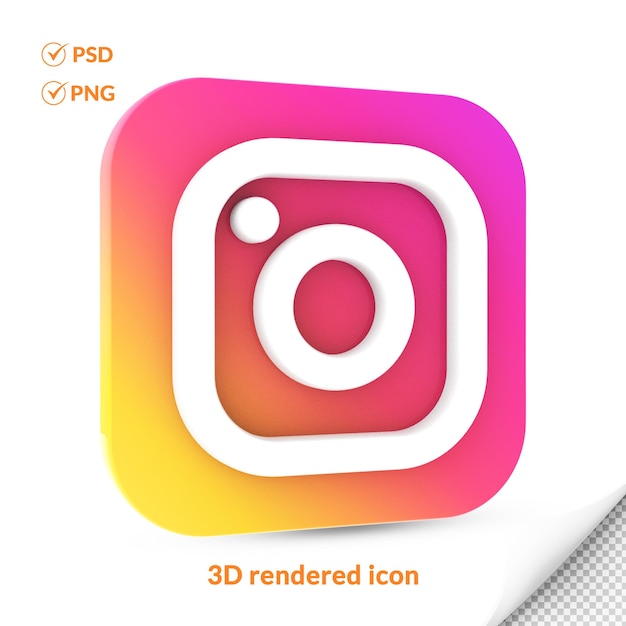 PSD logo mediów społecznościowych przezroczysta ikona 3d na instagramie