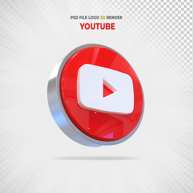 Logo Mediów Społecznościowych Youtube Render 3d