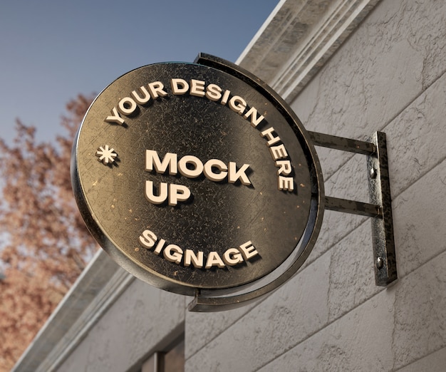 Logo on metal signage  mockup