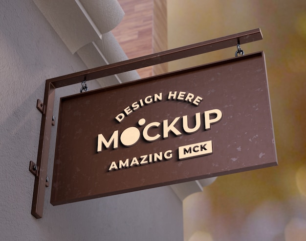 Logo on metal signage  mockup