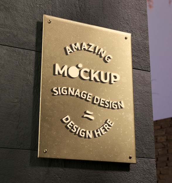 Logo on metal signage  mockup