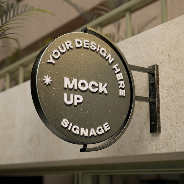Logo on metal signage  mockup