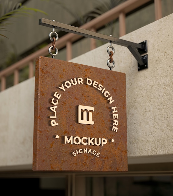 Logo on metal signage  mockup