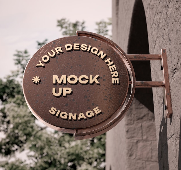 Logo on metal signage  mockup