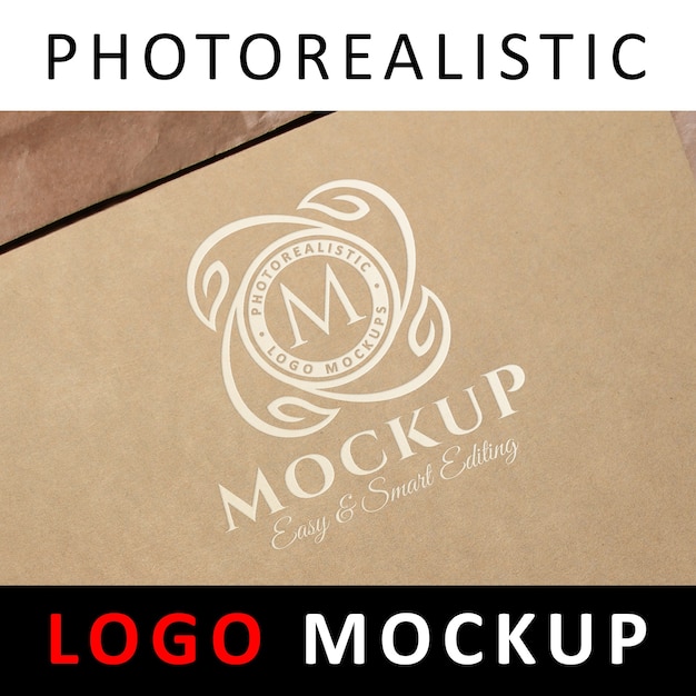 Logo Mock Up - Białe Logo Na Papierze Kraft