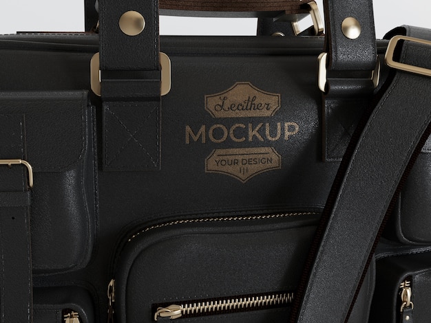 Logo mock-up design on leather surface