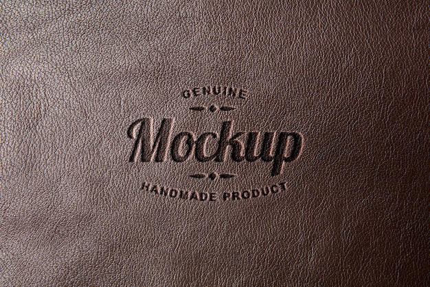 PSD logo mock-up effect on leather material