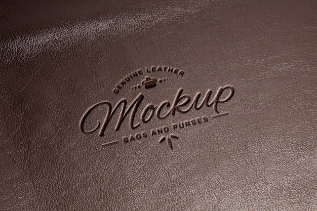 Logo mock-up effect on leather material