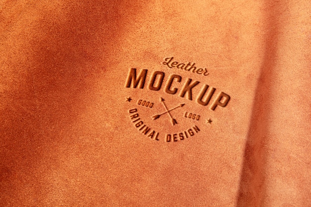 PSD logo mock-up effect on leather material