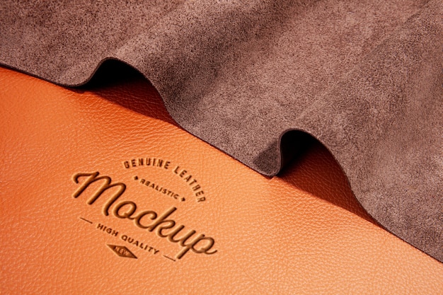 PSD logo mock-up effect on leather material