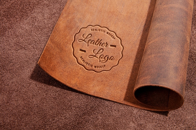 PSD logo mock-up effect on leather material