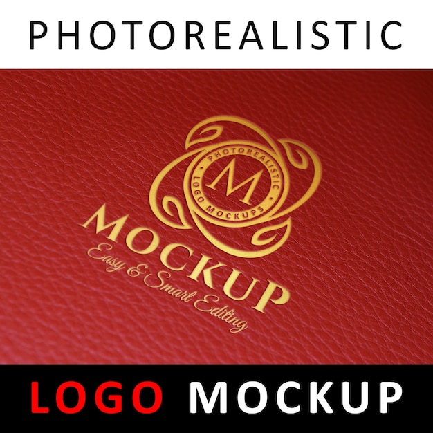 Logo mock-up - foliedruklogo op rood leer