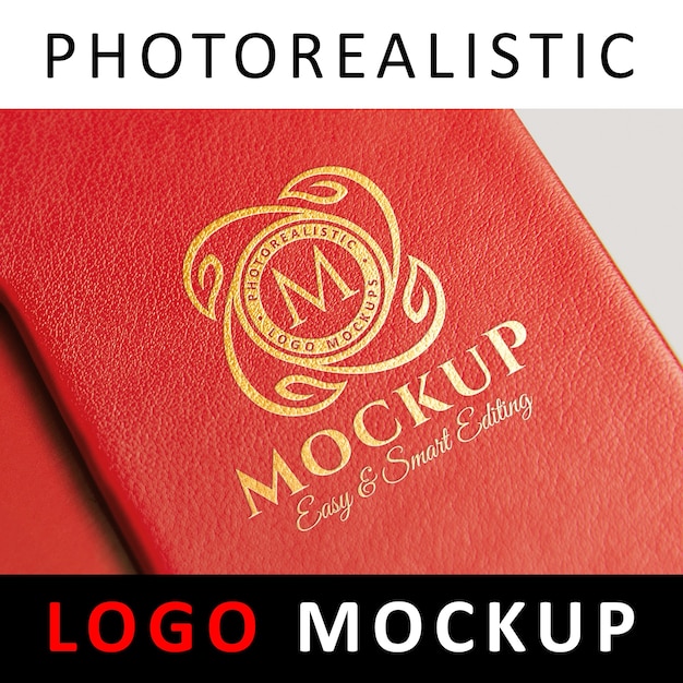 Logo mock up - gold foil stamping on leather