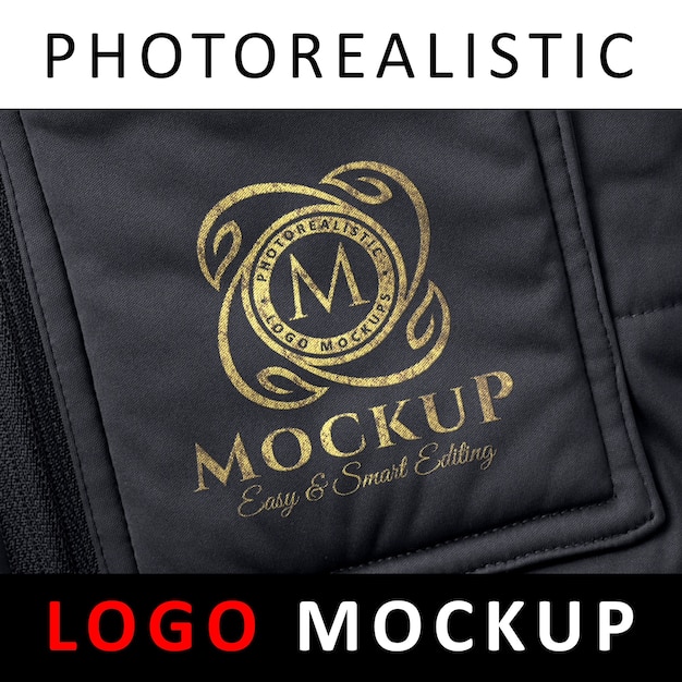 Logo mock-up - gouden logo op zwarte jas