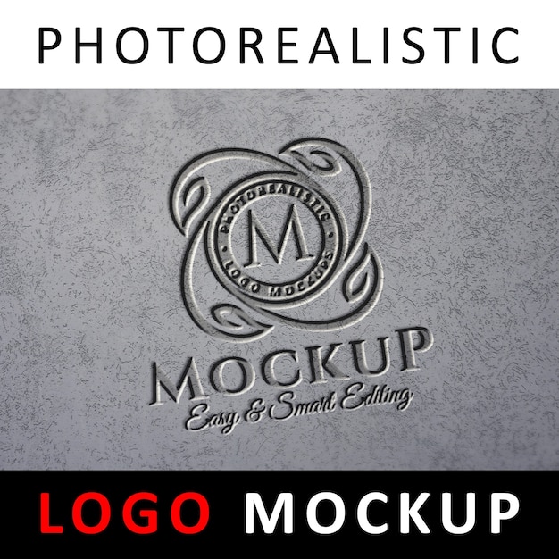 Logo Mock up - Grawerowane logo na betonie